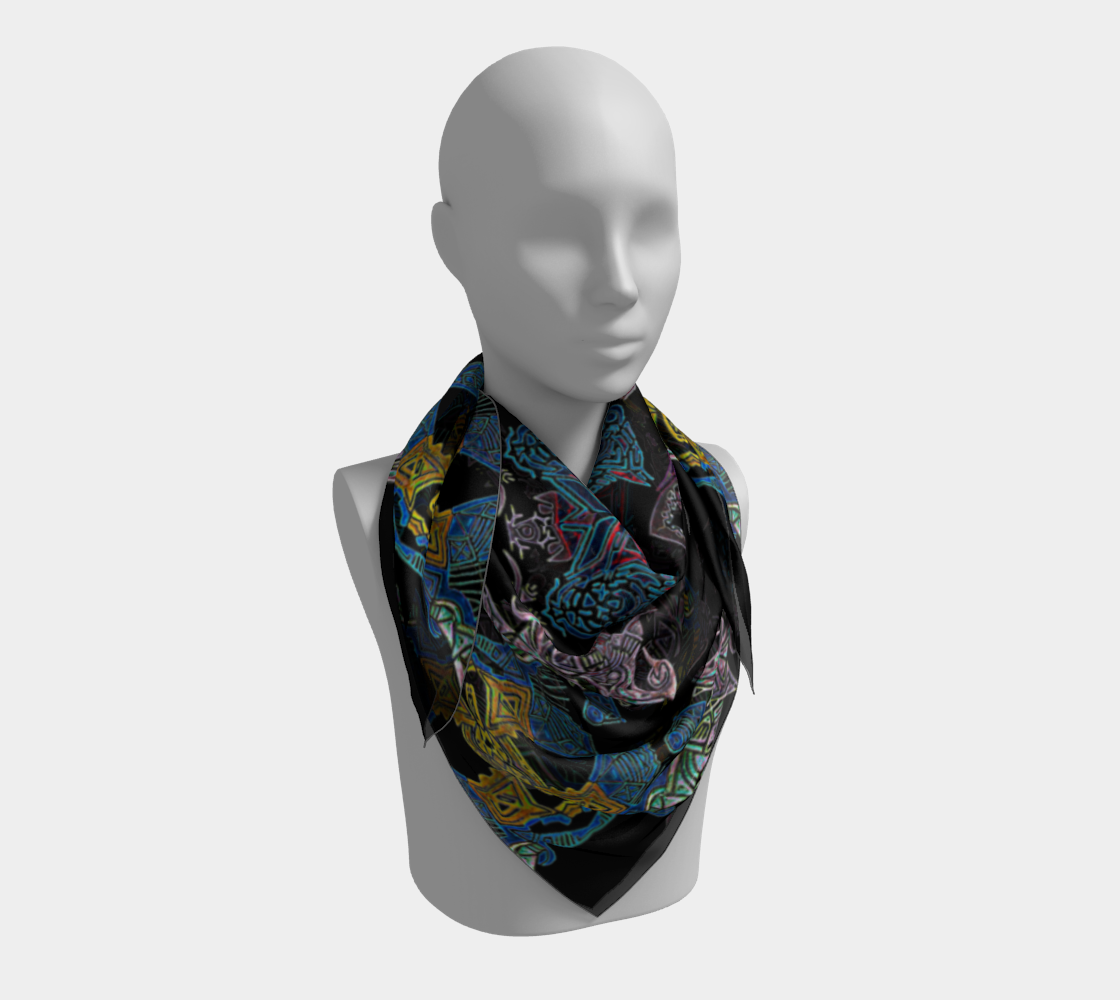 Foulard carré distingué aux motifs tribaux et abstraits
