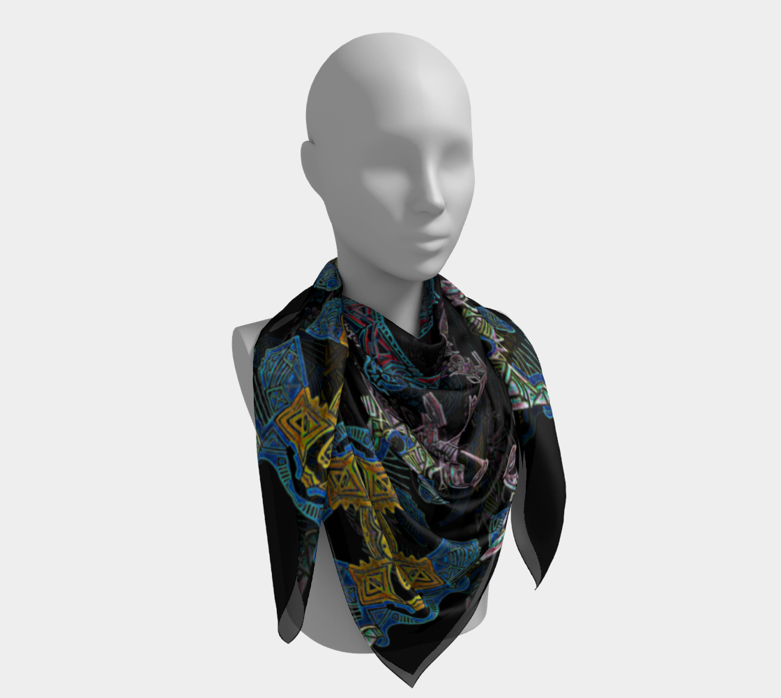 Foulard carré distingué aux motifs tribaux et abstraits