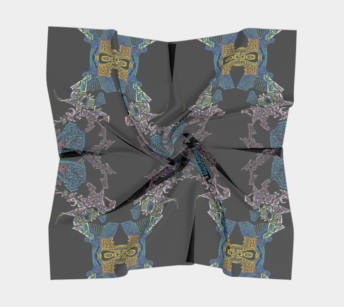 Foulard carré distingué aux motifs tribaux et abstraits