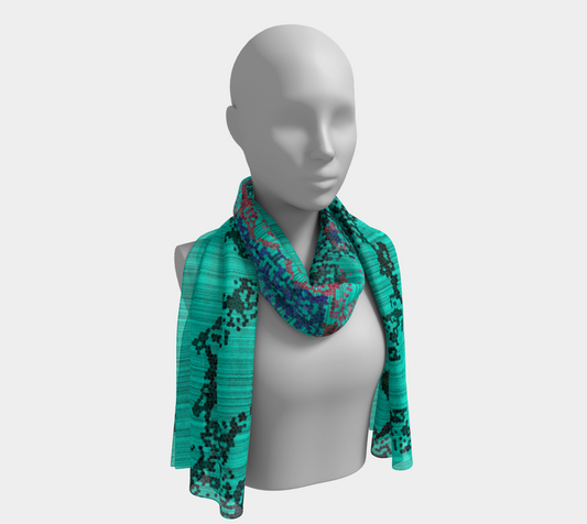 Foulard bleu au grain pixellisé