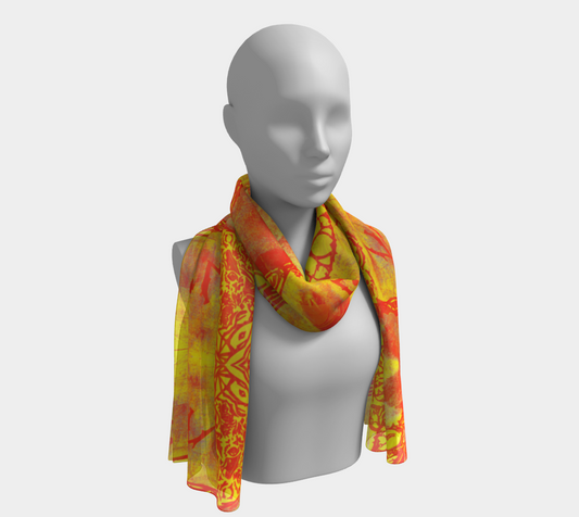Foulard aux couleurs de feuilles d'automne et de feu