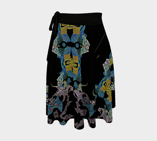 Jupe noire aux motifs tribaux et abtraits