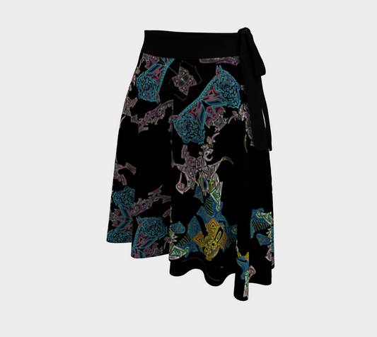 Jupe noire aux motifs tribaux et abtraits